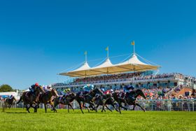 Ryan Moore on Land Force (4) winning the Qatar Richmond Stakes on Ladies' Day on the third day of the Qatar Goodwood Festival 2018 (QGF)..Picture date: Thursday August 2, 2018..Photograph by Christopher Ison ©.07544044177.chris@christopherison.com.www.christopherison.com